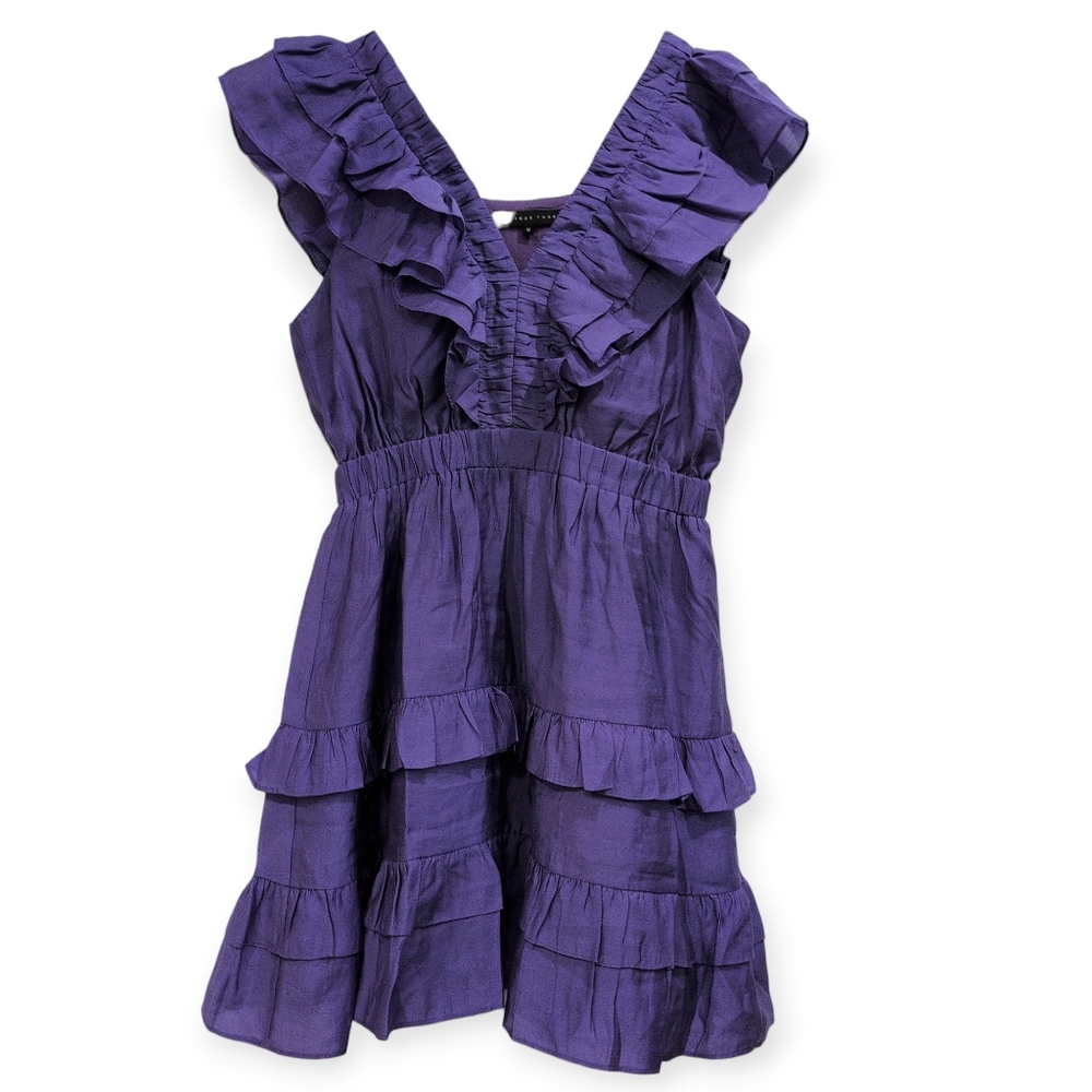 NWOT ENDLESS ROSEPURPLE RUFFLE DETAIL MINI DRESS Medium - Picture 4 of 6